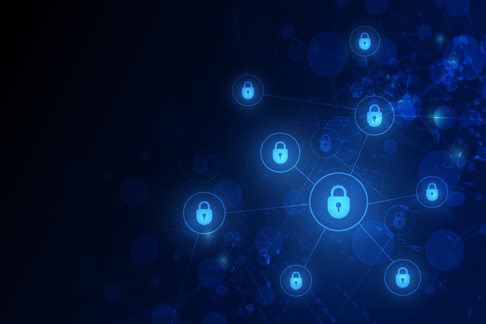 A graphic of a network of locks.